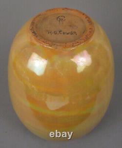 Cowan Pottery Arts Crafts Saffron Yellow Lustre Lakewood Vase Rare Wheel Thrown