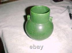 DOOR POTTERY ARTS & CRAFTS VASE GREEN GLAZE signed SCOTT DRAVES