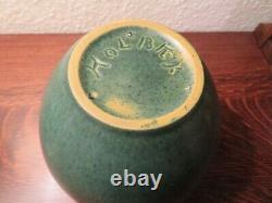 Danish Art Deco Stoneware Holbæk Keramik, Green Arts & Crafts Style Vase