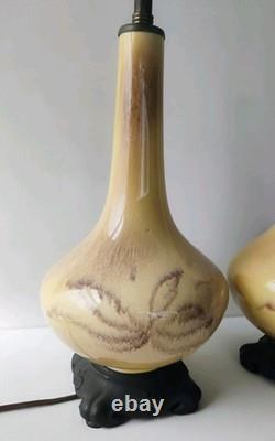 Dav Art New York Antique Arts & Crafts Pottery Double Socket Table Lamps