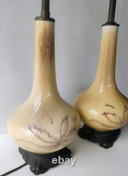 Dav Art New York Antique Arts & Crafts Pottery Double Socket Table Lamps