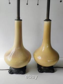 Dav Art New York Antique Arts & Crafts Pottery Double Socket Table Lamps