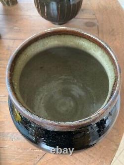 David Leach Temmoku Vase Studio Art Pottery Stem Cup Stamped DL