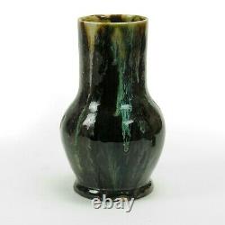 Dedham Hugh Robertson art pottery brown black white blue drip vase arts & crafts