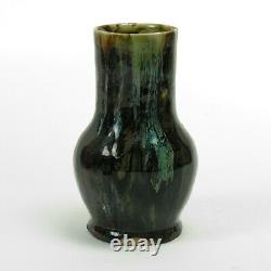 Dedham Hugh Robertson art pottery brown black white blue drip vase arts & crafts