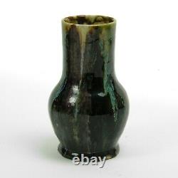 Dedham Hugh Robertson art pottery brown black white blue drip vase arts & crafts