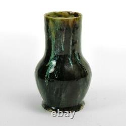 Dedham Hugh Robertson art pottery brown black white blue drip vase arts & crafts