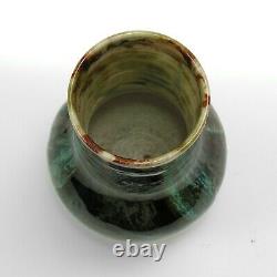 Dedham Hugh Robertson art pottery brown black white blue drip vase arts & crafts