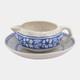 Dedham Pottery 1896-1928 Arts And Crafts Blue Azalea Ceramic Creamer And Saucer