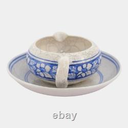 Dedham Pottery 1896-1928 Arts And Crafts Blue Azalea Ceramic Creamer and Saucer