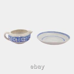 Dedham Pottery 1896-1928 Arts And Crafts Blue Azalea Ceramic Creamer and Saucer