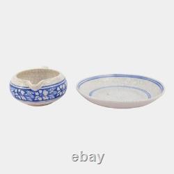 Dedham Pottery 1896-1928 Arts And Crafts Blue Azalea Ceramic Creamer and Saucer