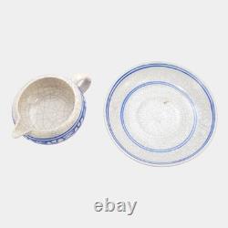 Dedham Pottery 1896-1928 Arts And Crafts Blue Azalea Ceramic Creamer and Saucer