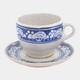 Dedham Pottery 1929-1943 Arts And Crafts Pottery Blue Snowtree Teacup And Saucer