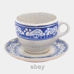 Dedham Pottery 1929-1943 Arts And Crafts Pottery Blue Snowtree Teacup and Saucer