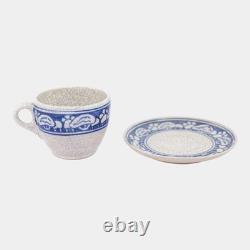 Dedham Pottery 1929-1943 Arts And Crafts Pottery Blue Snowtree Teacup and Saucer