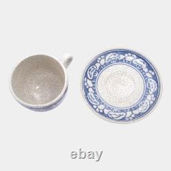 Dedham Pottery 1929-1943 Arts And Crafts Pottery Blue Snowtree Teacup and Saucer
