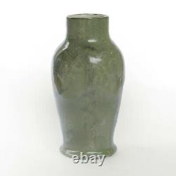 Dedham Pottery Hugh Robertson gray green drip with plants 9 vase arts & crafts