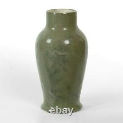 Dedham Pottery Hugh Robertson gray green drip with plants 9 vase arts & crafts