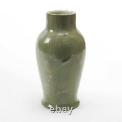 Dedham Pottery Hugh Robertson gray green drip with plants 9 vase arts & crafts