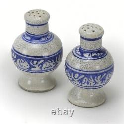 Dedham Pottery antique 3.5 rabbit salt & pepper shaker blue white arts & crafts