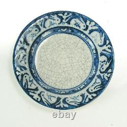 Dedham Pottery antique 6 blue white rabbit plate Maude Davenport arts & crafts