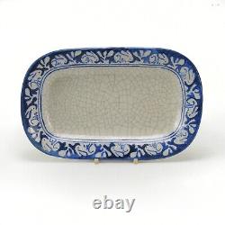 Dedham Pottery antique 9.75 rabbit celery tray blue and white arts & crafts