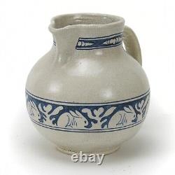 Dedham Pottery antique rabbit large water pitcher 3 pts blue white arts & crafts