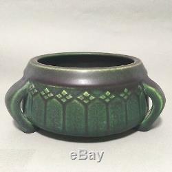 Deep Matte Green 1913 Rookwood Arts & Crafts Style Handled Low Bowl #1632