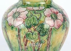Della Robbia Arts and Crafts Pottery Vase Art Nouveau Birkenhead Pink Roses