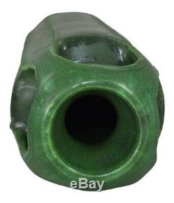Door Pottery Four Handled Matte Green Arts and Crafts Vase