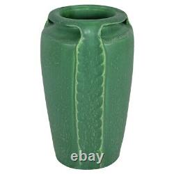 Door Pottery Matte Green Three Handled Reticulated Arts And Crafts Vase
