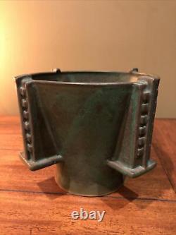 Douglas Schock Signed Arts and Crafts Mission Art Deco Pottery Green Vase #3