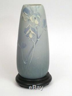 Early 1900s Antique Blue Matt Weller Ware Art Pottery Vase. Arts And Crafts