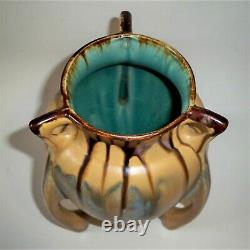 Early Arts & Crafts Belgium Thulin Studio Futuristic Pottery Vase with Buttresses