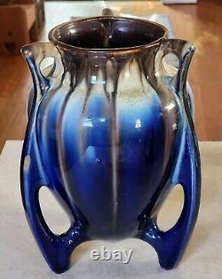 Early Arts & Crafts Thulin Blue Cream Drip Glaze European Art Pottery Belgium 9