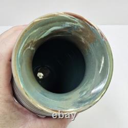 Early Niloak Mission Swirl Clay Pottery Vase 6.5 Green Blue Pre Mark