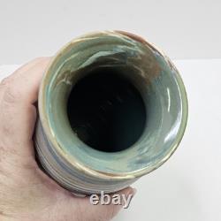 Early Niloak Mission Swirl Clay Pottery Vase 6.5 Green Blue Pre Mark