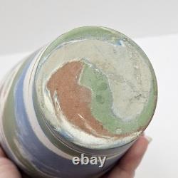 Early Niloak Mission Swirl Clay Pottery Vase 6.5 Green Blue Pre Mark