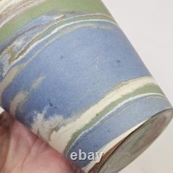 Early Niloak Mission Swirl Clay Pottery Vase 6.5 Green Blue Pre Mark