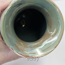 Early Niloak Mission Swirl Clay Pottery Vase 6.5 Green Blue Pre Mark