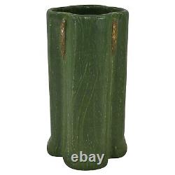 Ephraim Faience 2000 Arts and Crafts Pottery Woodland Cattail Green Vase 951