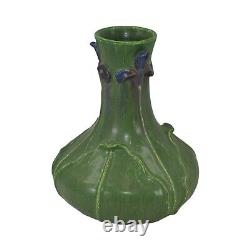 Ephraim Faience 2002 Arts and Crafts Pottery Blue Wild Iris Green Vase 242