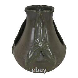 Ephraim Faience 2002 Arts and Crafts Pottery Dark Forest Green Ceramic Vase 324