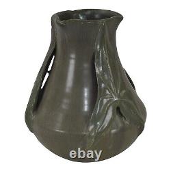 Ephraim Faience 2002 Arts and Crafts Pottery Dark Forest Green Ceramic Vase 324