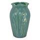 Ephraim Faience 2003 Arts And Crafts Art Pottery Blue Iris Star Cabinet Vase 062