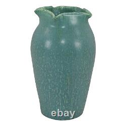 Ephraim Faience 2003 Arts and Crafts Art Pottery Blue Iris Star Cabinet Vase 062