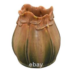 Ephraim Faience 2005 Arts and Crafts Pottery Brown Green Autumn Ginkgo Vase 518