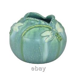 Ephraim Faience 2007 Arts and Crafts Pottery Dragonfly Blue Ceramic Vase A17