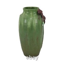 Ephraim Faience 2007 Arts and Crafts Pottery Red Shamrock Green Vase for CERF